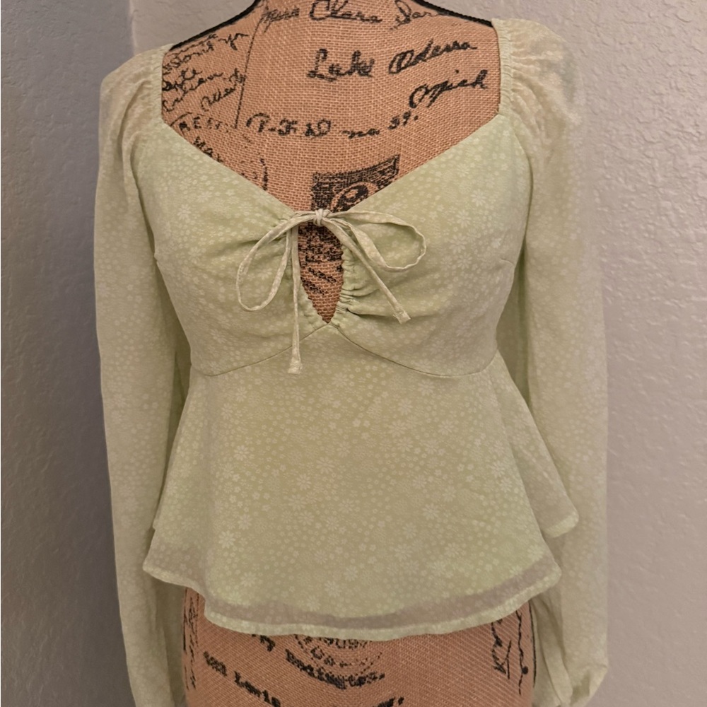 Hollister Light Green Floral Blouse